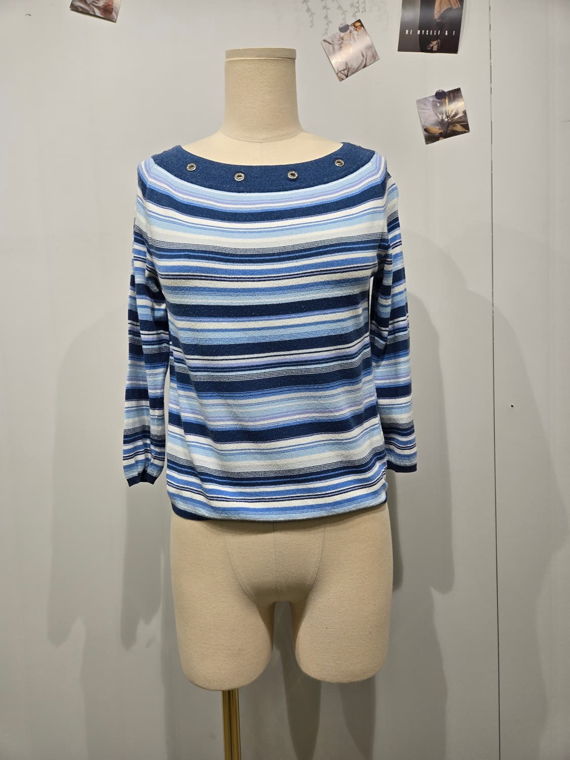 르코팽 스트라이프 보트넥 니트 긴팔 티셔츠 상품이미지1