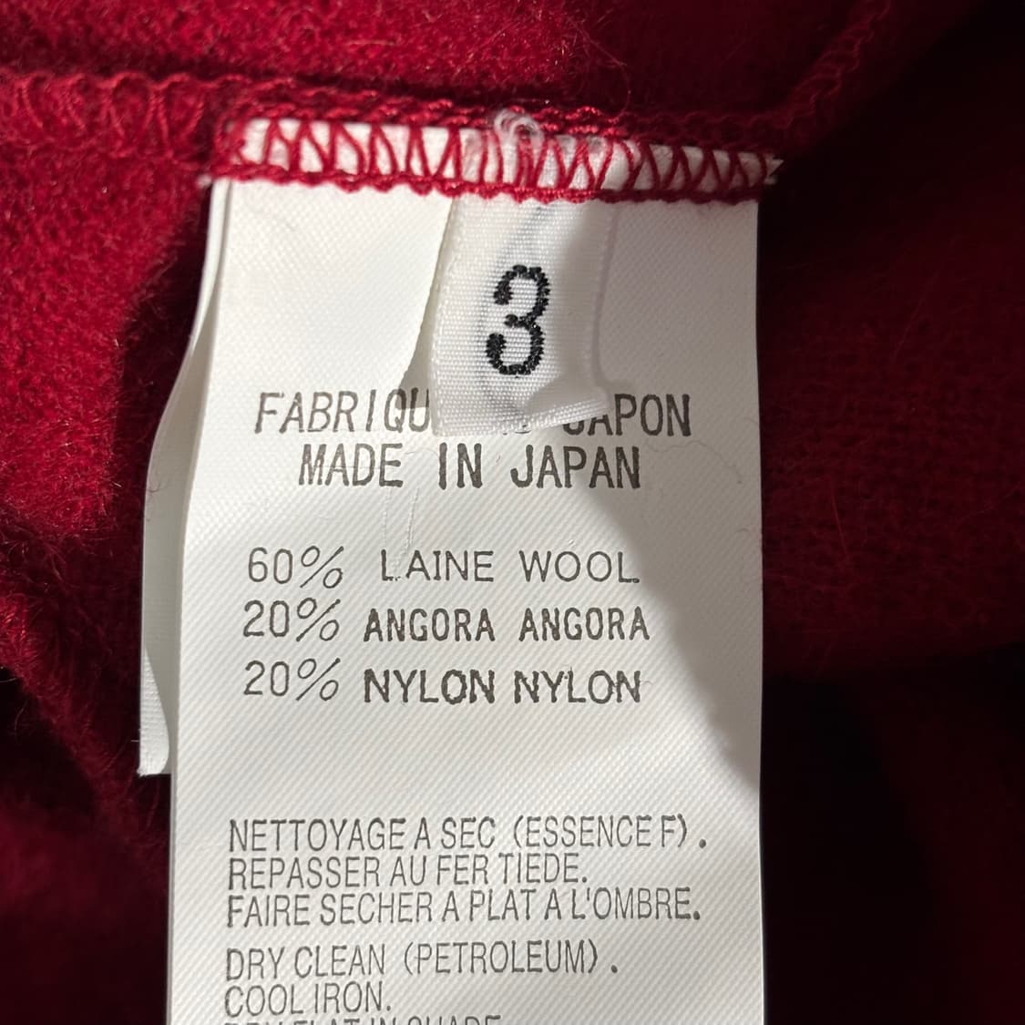 3) 요지야마모토 와이즈 앙고라 니트 후드 레드 상품이미지5