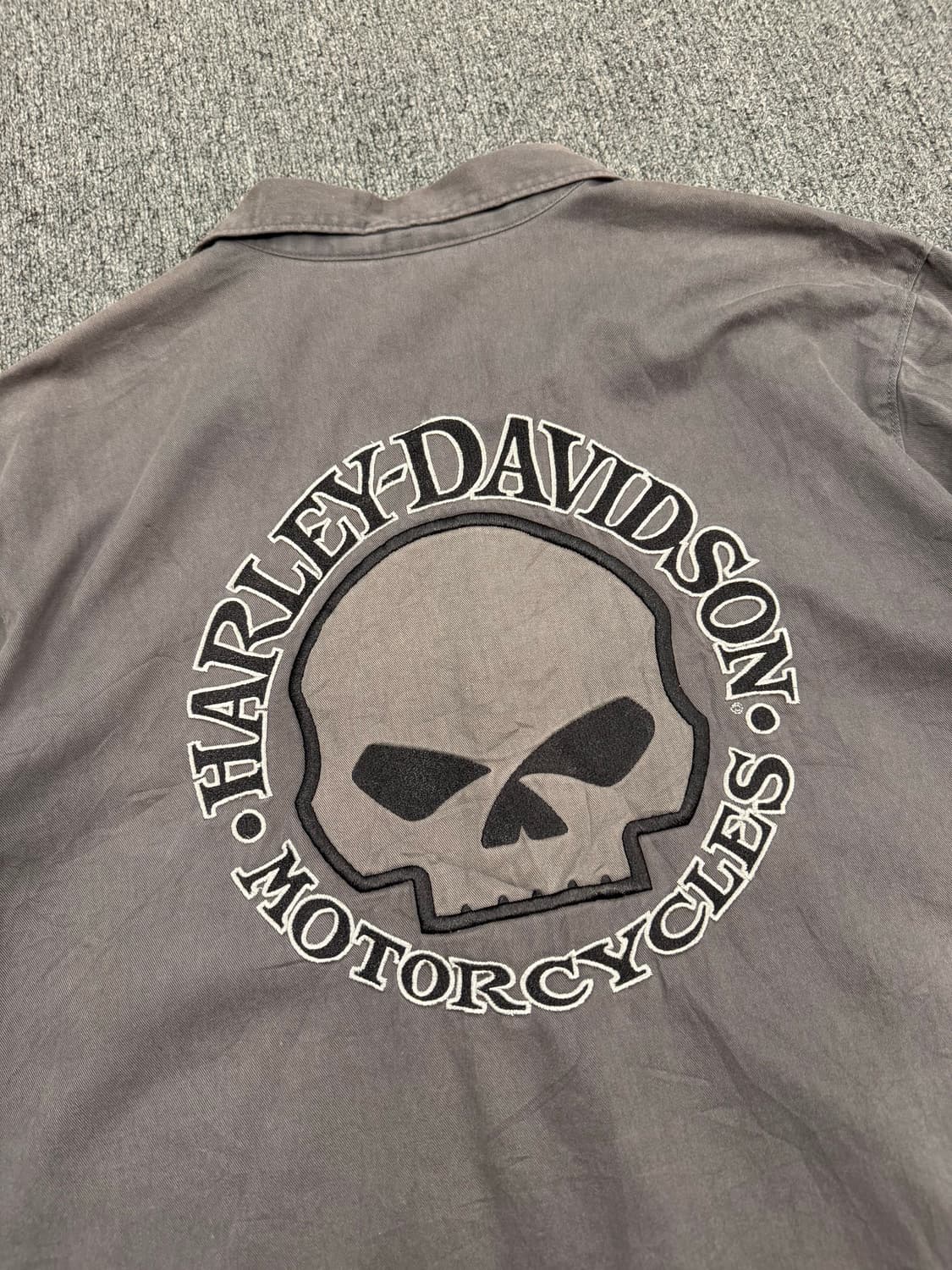 XL)할리데이비슨 빈티지 윌리 G-스컬 자수 워크 반팔 셔츠 상품이미지7