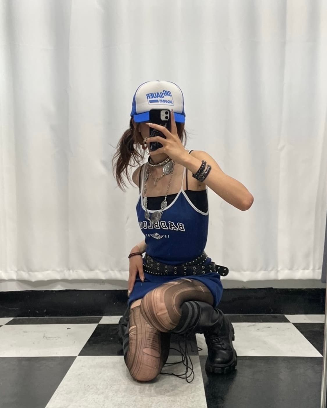 🎸블루 슬리브리스 원피스🎸 상품이미지1