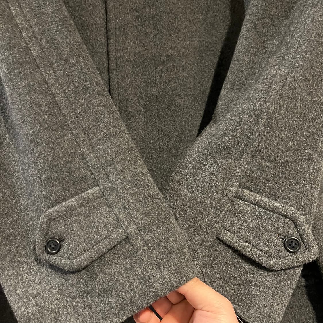 BURBERRYS 버버리 JP 90s 차콜 더블포켓 히든버튼 울 캐시미어 상품이미지4