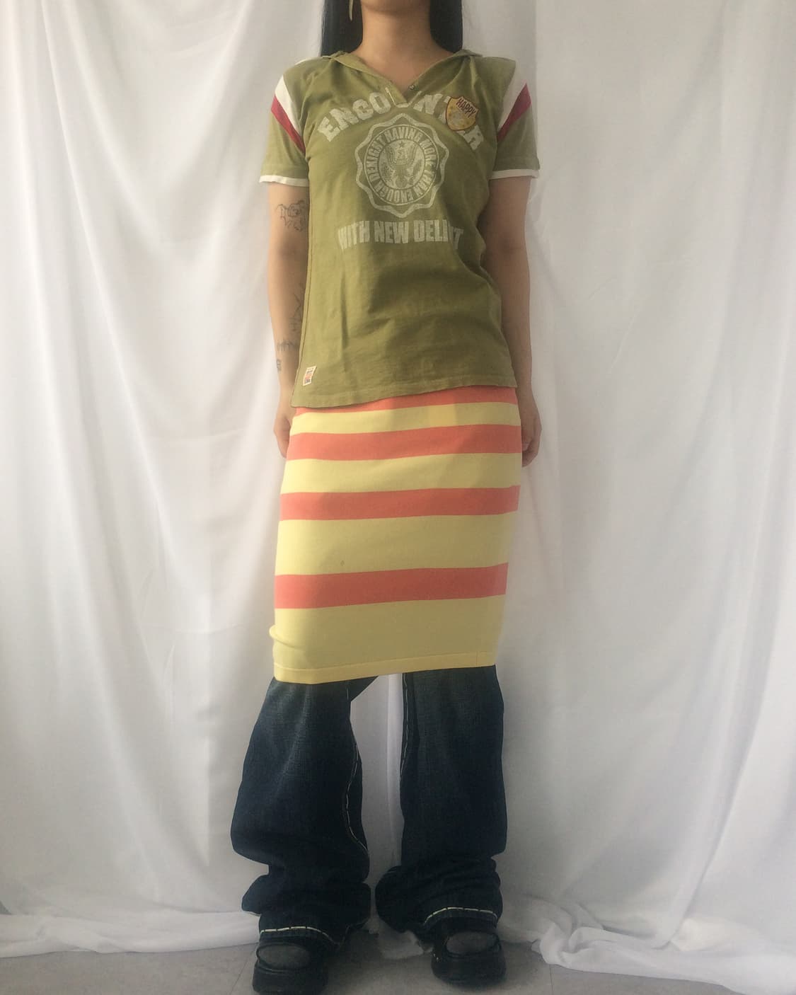 Stripe pattern midi skirt 상품이미지5