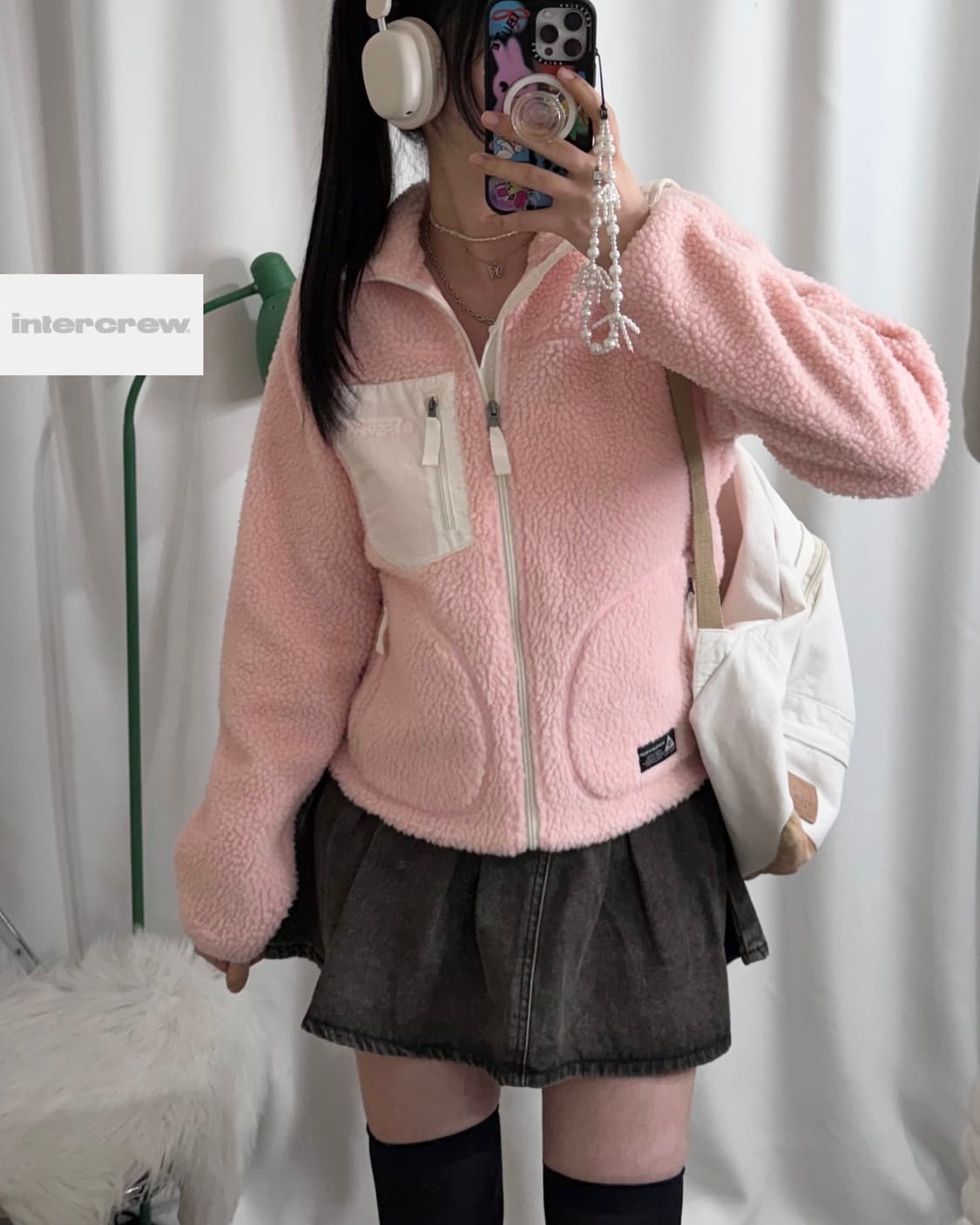 연핑크 플리스 집업 자켓 상품이미지2