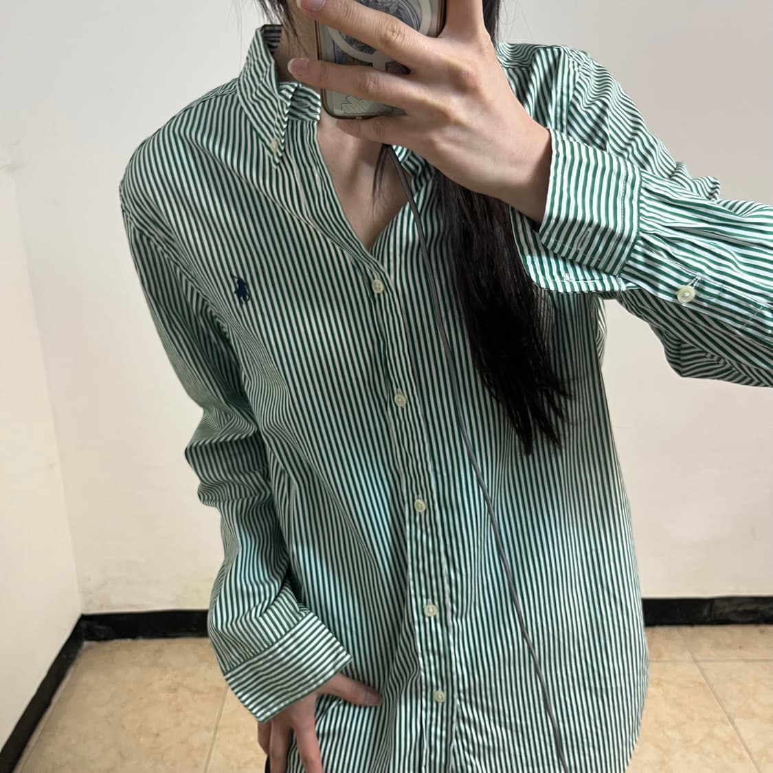 Polo Ralph Lauren green stripe shirt 상품이미지3