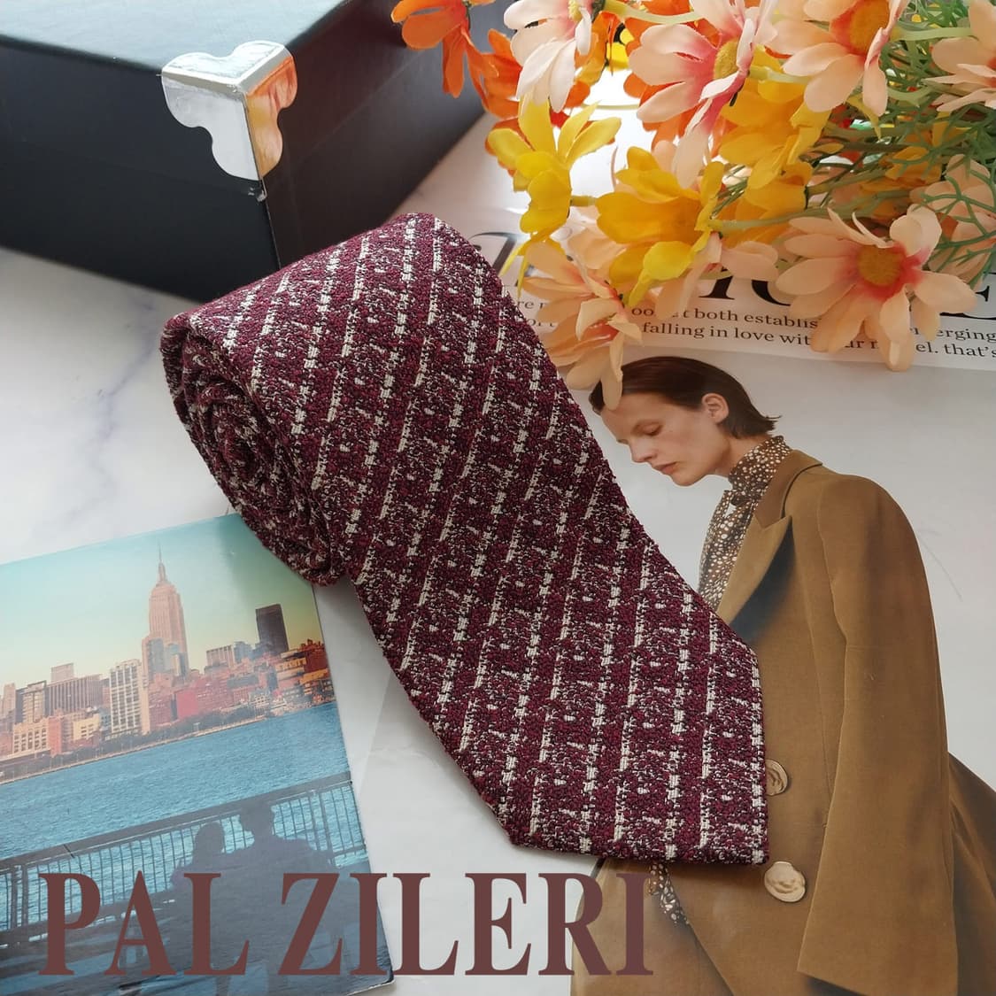 PAL ZILERI 빨질레리 와인 패턴 넥타이 8cm A+등급 K2719 상품이미지2