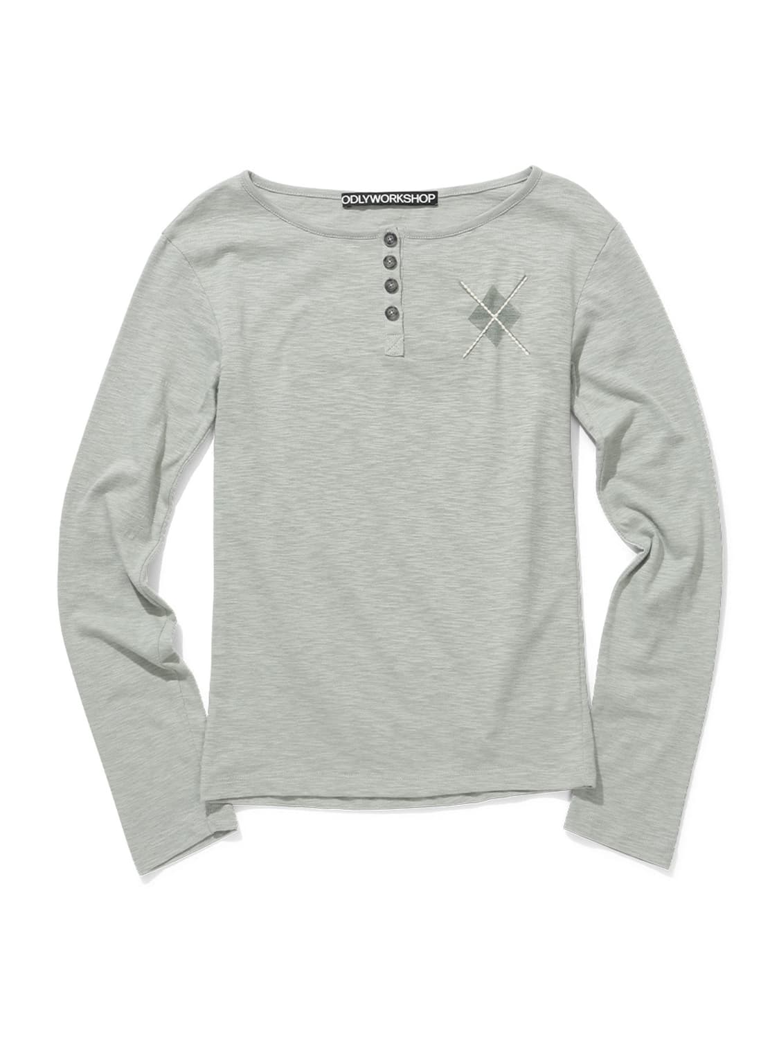 오들리워크샵 Argyle Henley Tee, Heather 상품이미지1