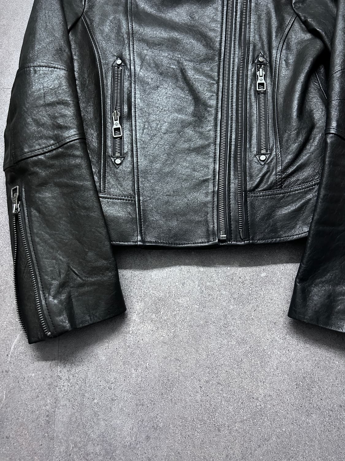 퀼팅 더블 지퍼 램스킨 라이더 자켓 상품이미지3