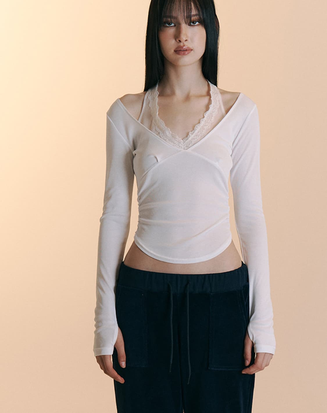 플리즈노팔로우 아멜리아 레이스 홀터 탑 화이트 상품이미지2