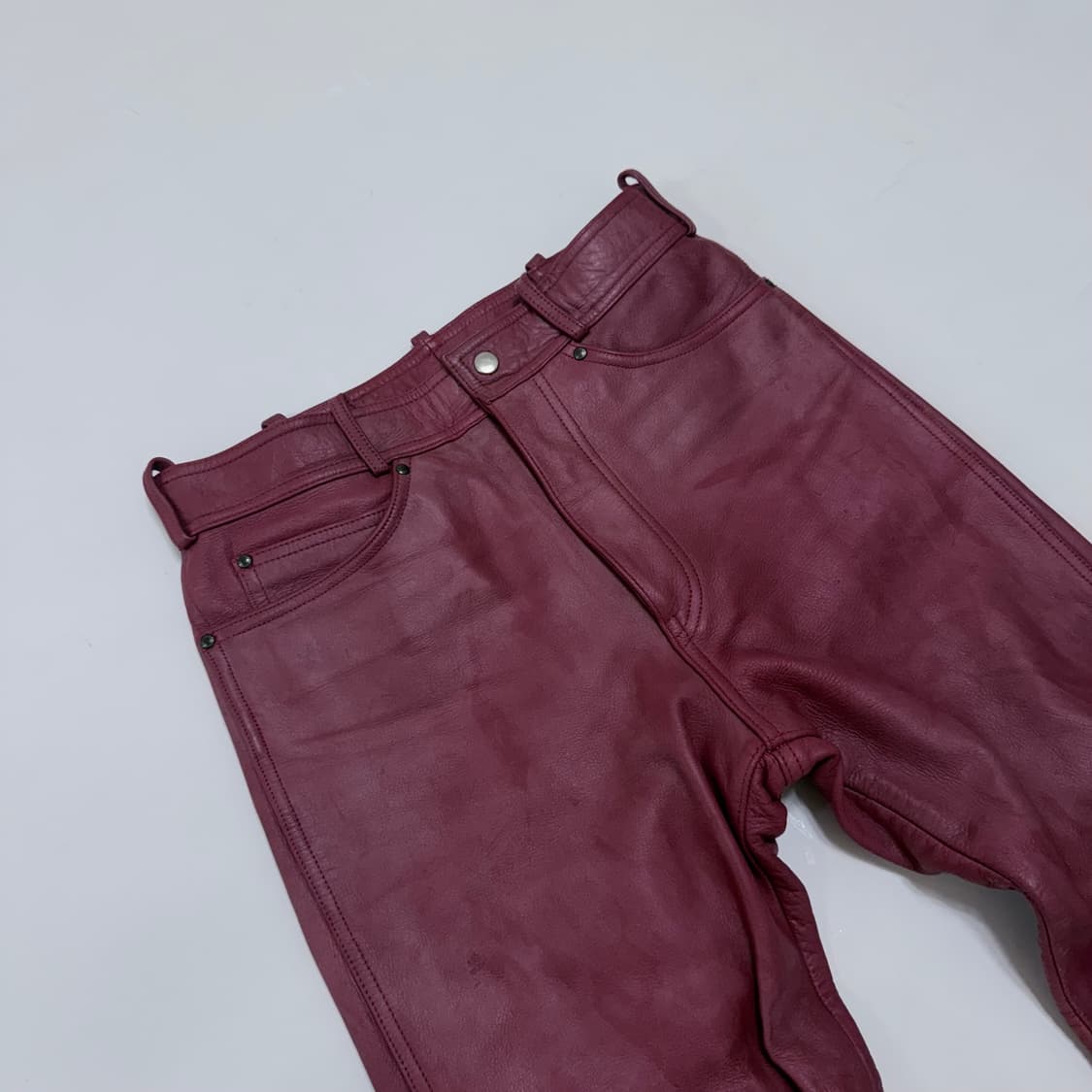 할리데이비슨 카우하이드 버건디 가죽팬츠 상품이미지2
