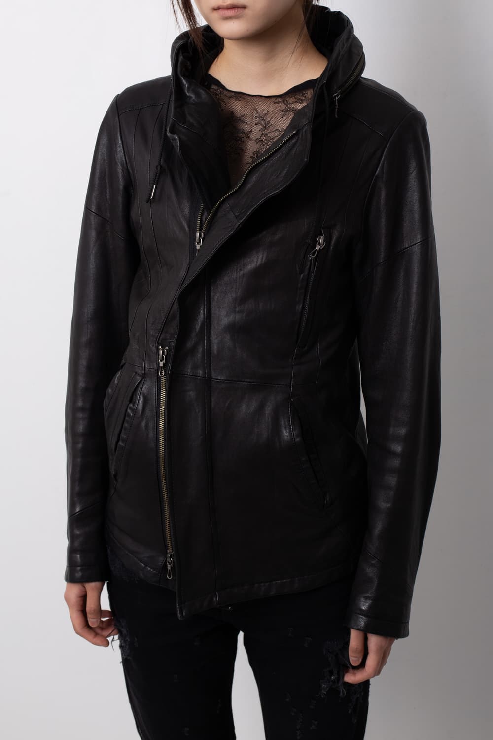 TORNADO MART ASYMMETRICAL LEATHER JACKET 상품이미지7