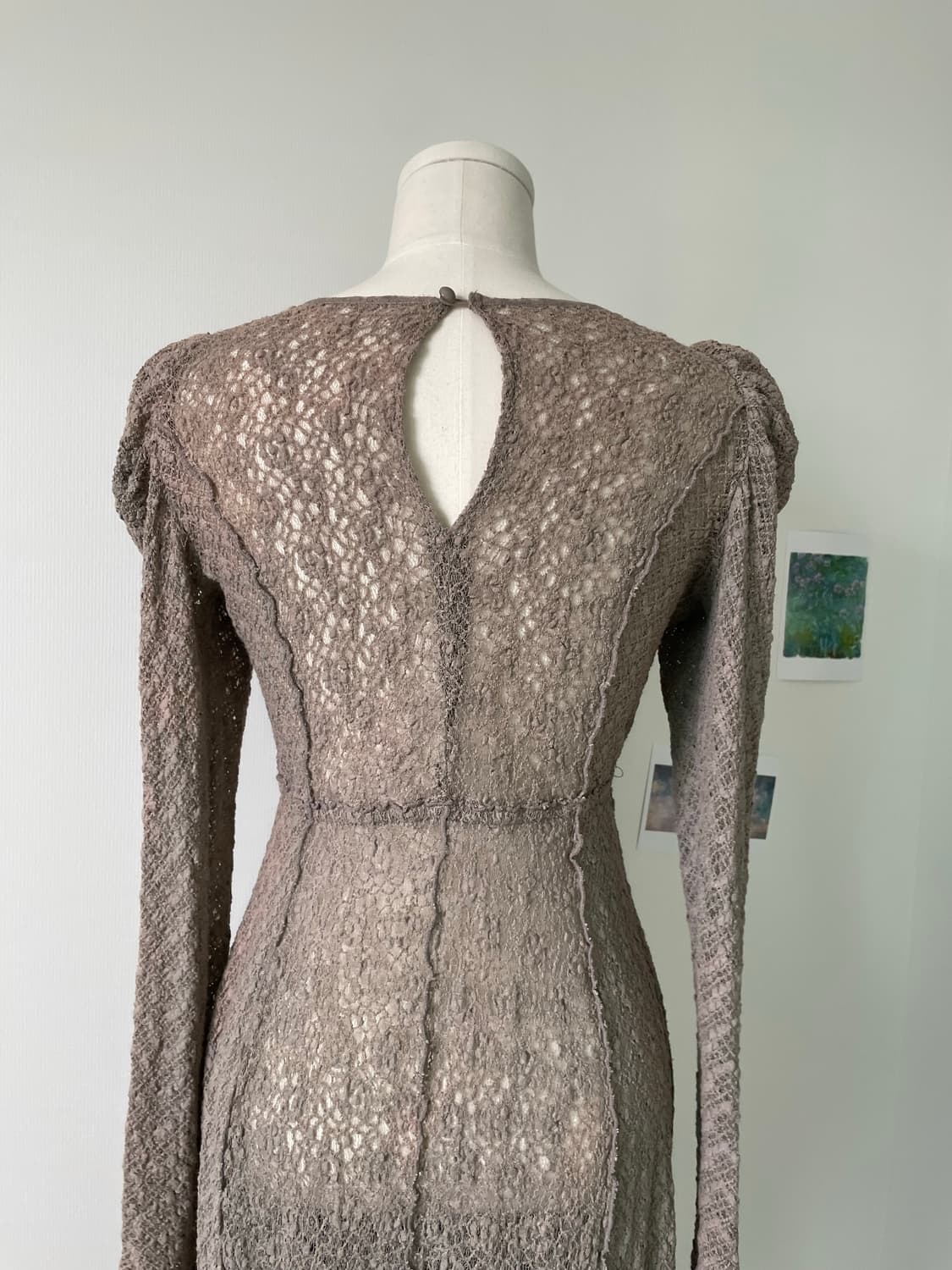 Tone-down beige long lace dres 상품이미지6