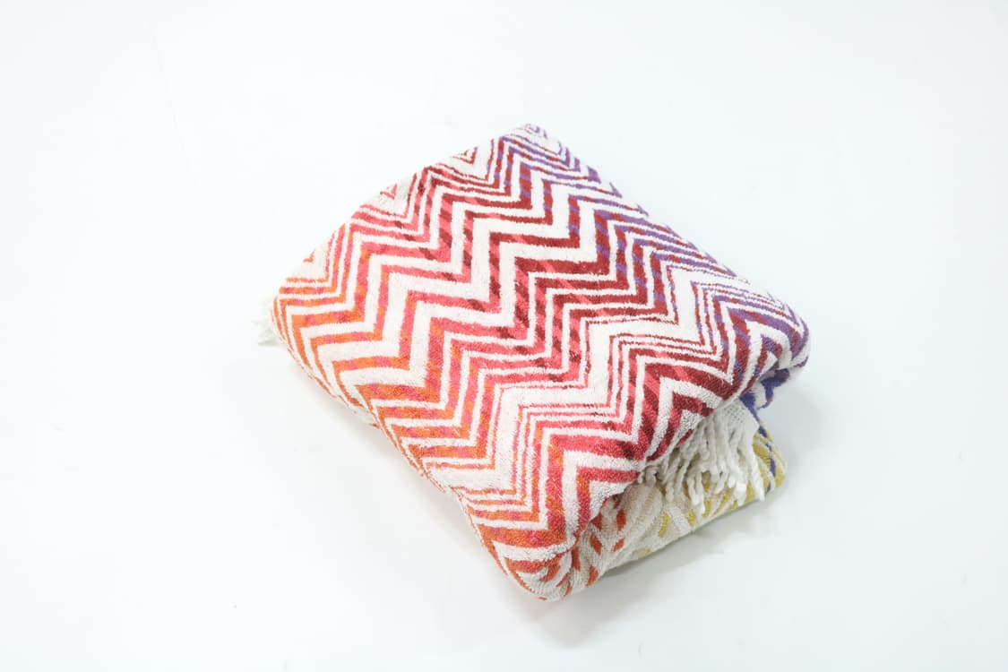 MARUSHIN 마루신 빈티지 지그재그 패턴 라운드 태슬 비치 타월 러그 상품이미지3