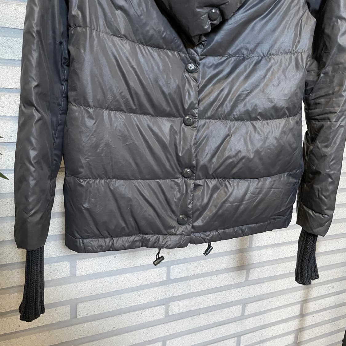 JPN VINTAGE 다운 패딩 스냅버튼 니트 워머 디테일 블랙 상품이미지5