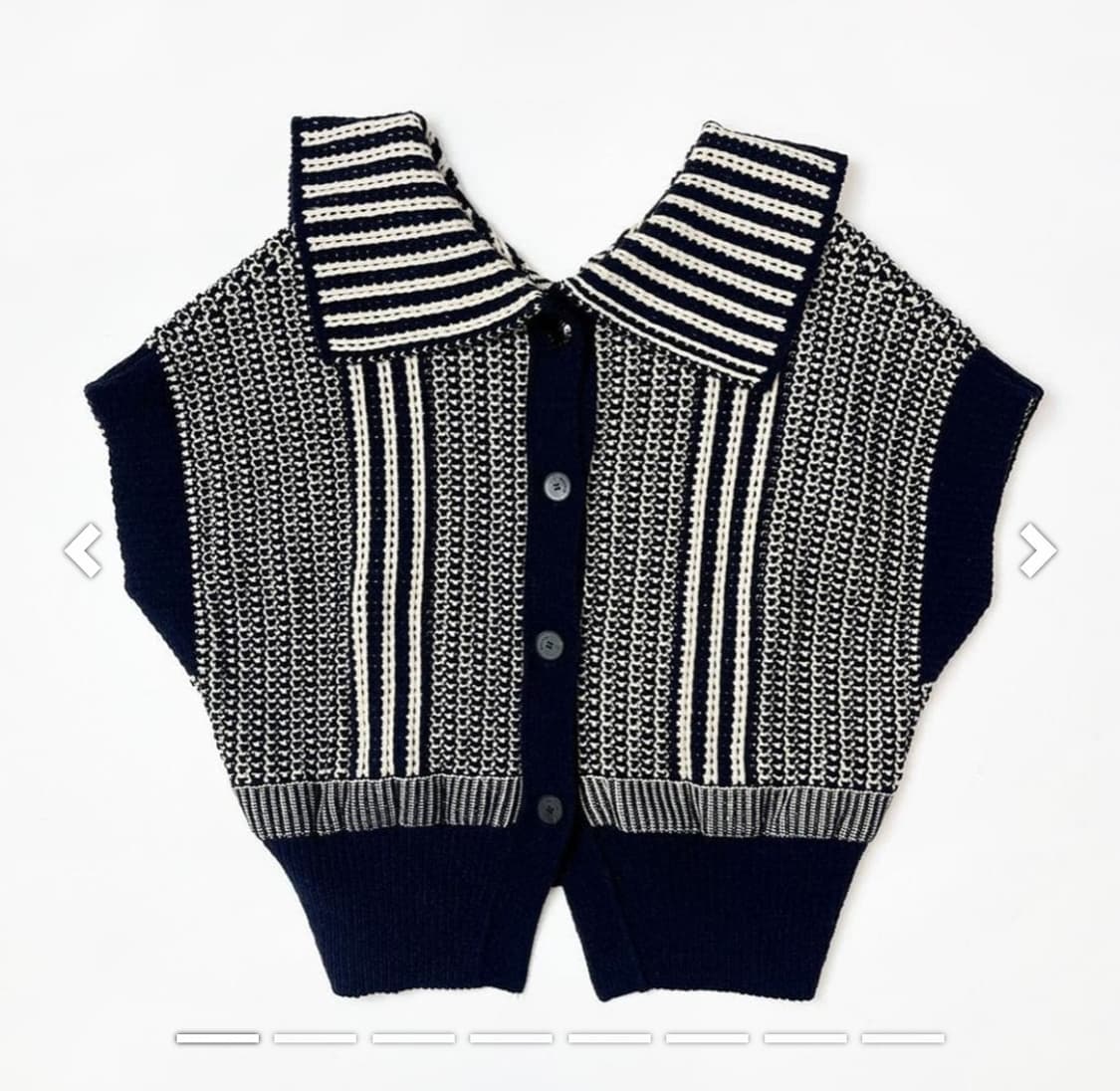 한섬 시스템 2022 스트라이프 카라 니트 베스트 F사이즈 상품이미지1