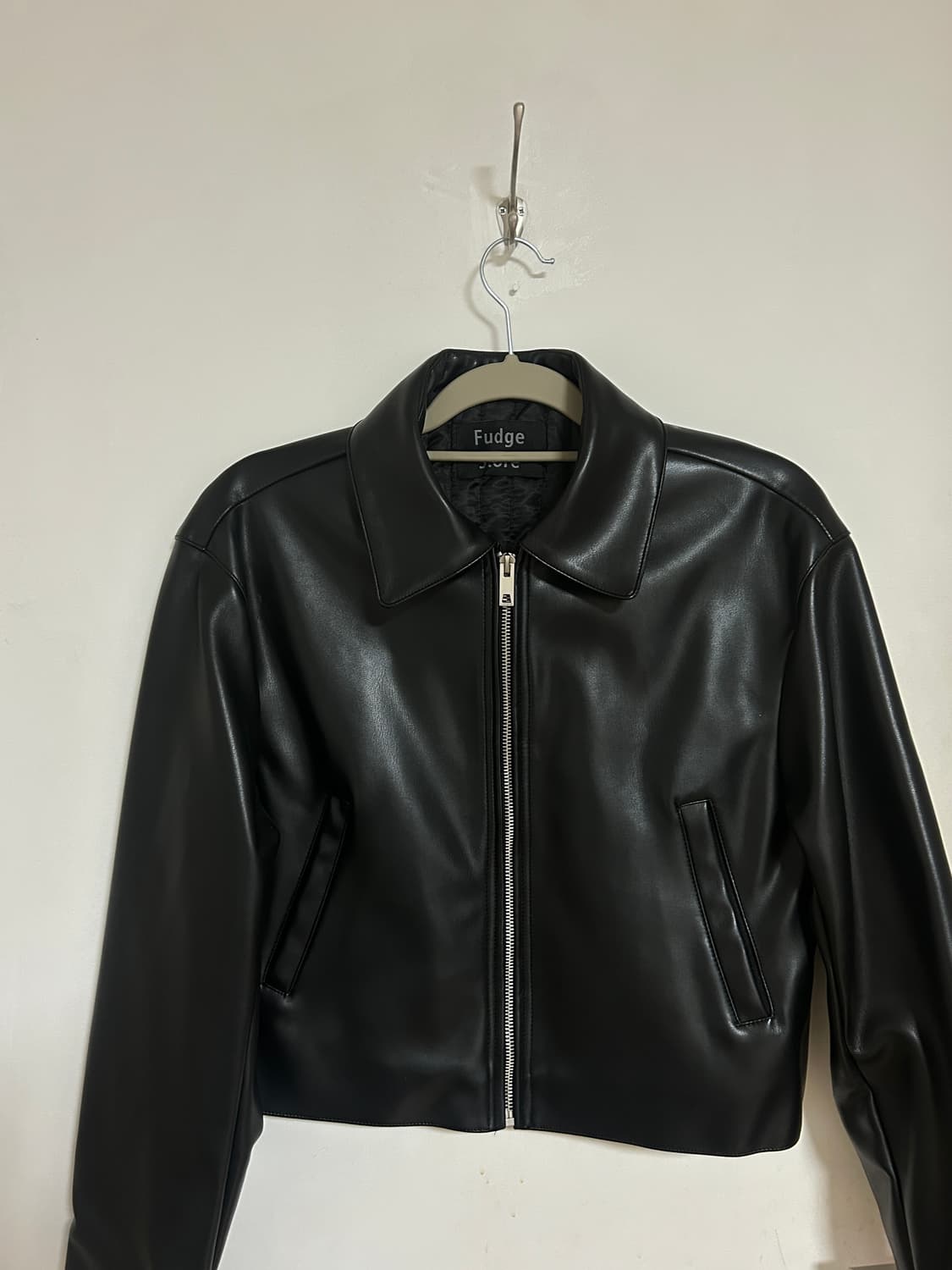 크롭 레더 자켓 상품이미지1