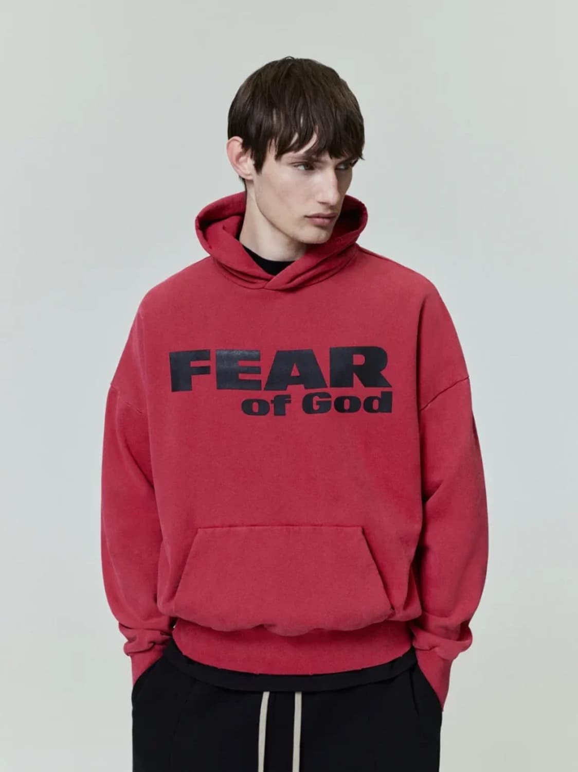 피어오브갓 빈티지 Fear is gone 후드 레드/블랙 상품이미지2