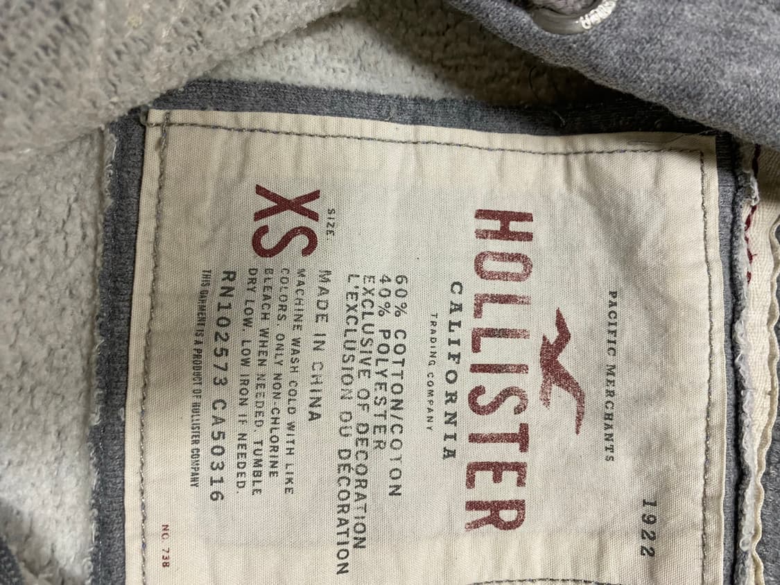 홀리스터 후드집업 그레이 딱붙핏 xs 상품이미지2