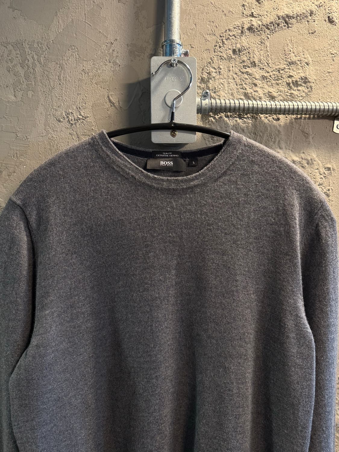 L 보스 BOSS 엑스트라파인 메리노 울 슬림핏 니트 그레이 상품이미지4