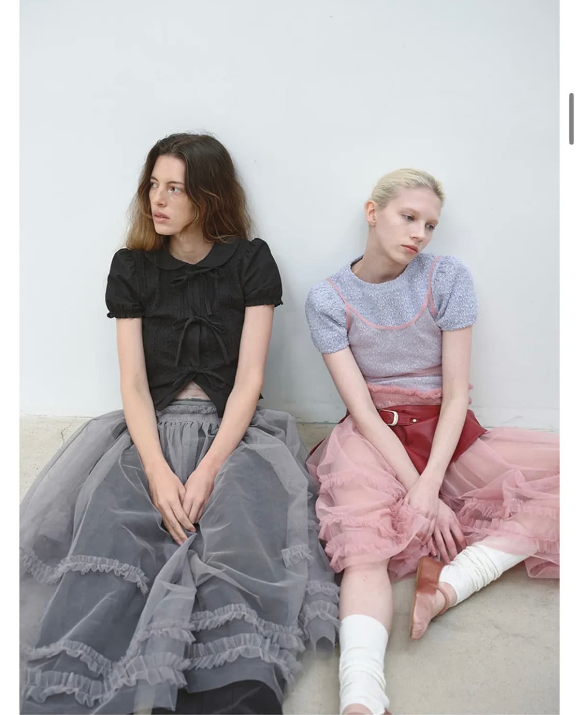 아옵트 쉬어 프릴 레이어드 원피스_그레이 상품이미지1