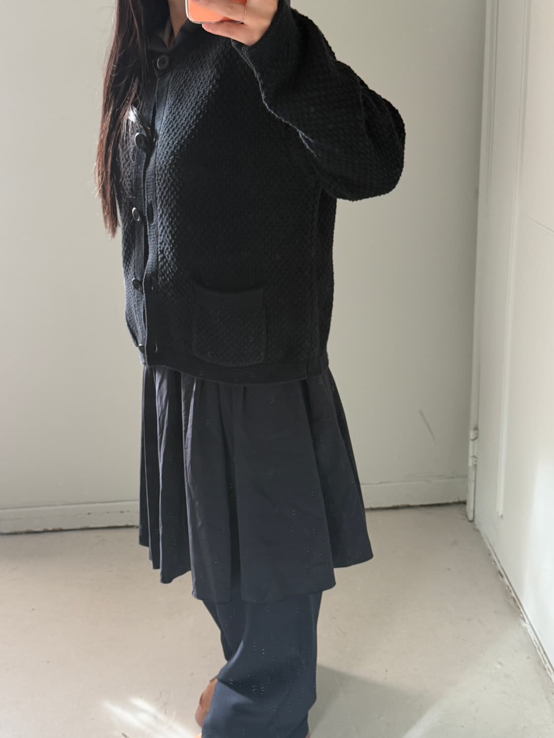 일본빈티지 모던 블랙 와플가디건 상품이미지3