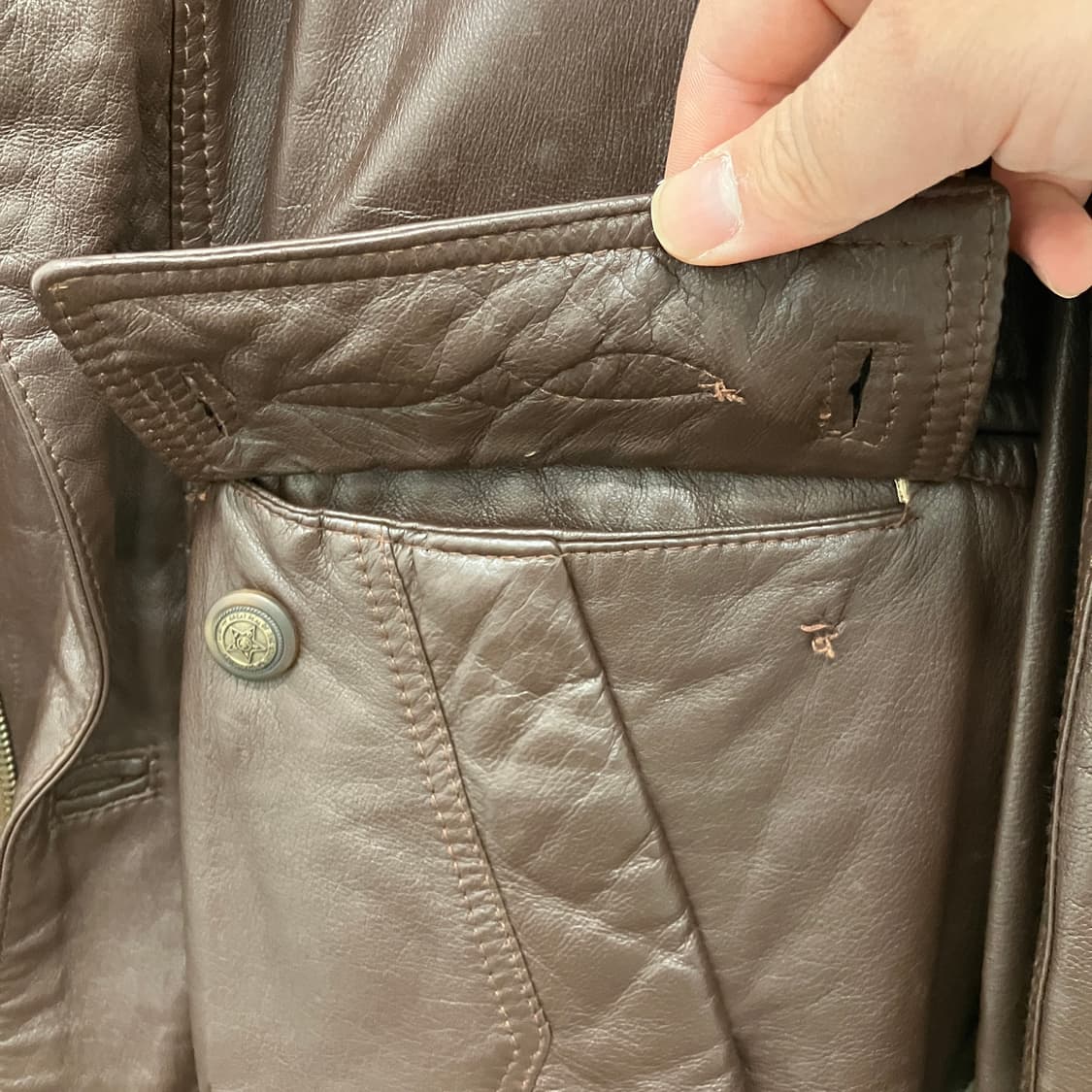 빈티지 가죽 봄버 자켓 브라운 상품이미지7