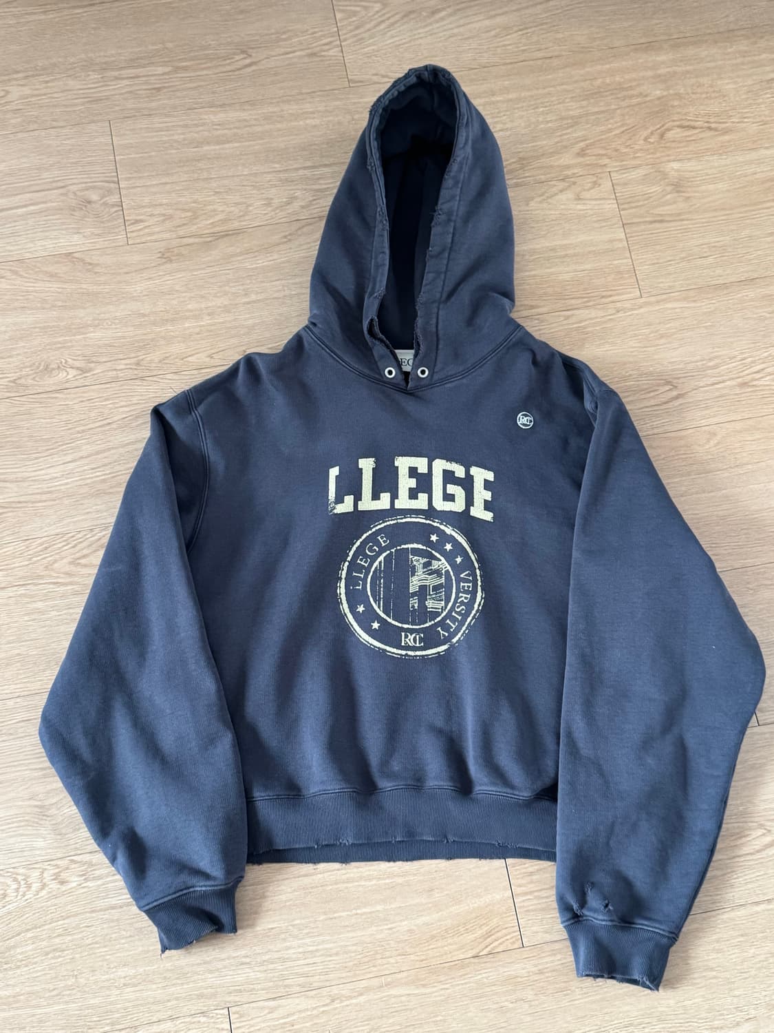 렉토 LLEGE 로고 디스트로이드 후드 스웨트셔츠 (차콜) 상품이미지6