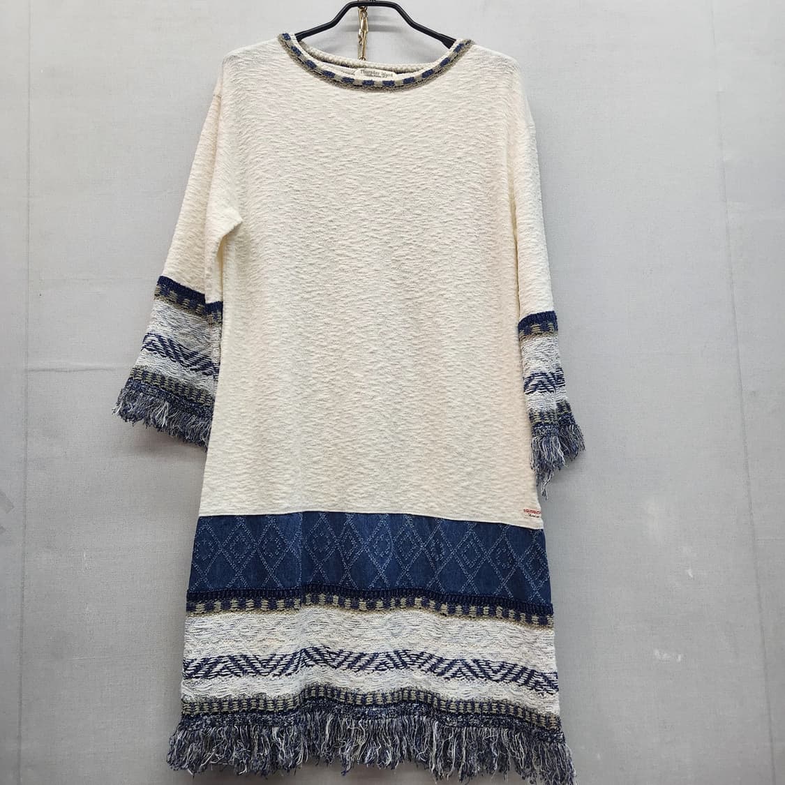 써스데이아일랜드 소매 프린지 데님 믹스 원피스 M(M) 상품이미지1