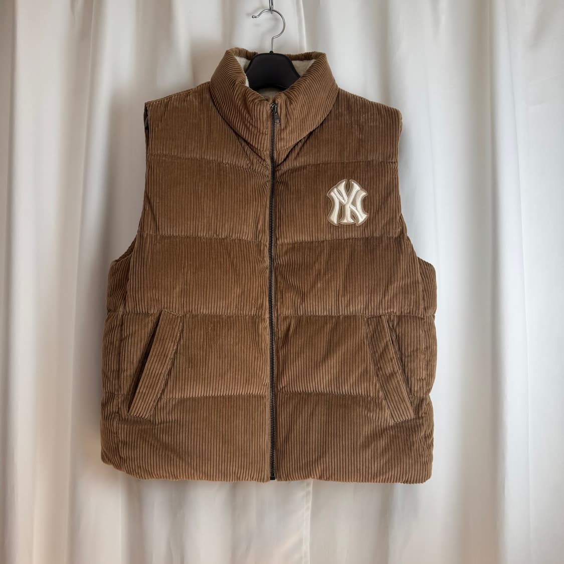 MLB 코듀로이 베이스 덕다운 베스트 패딩 조끼 브라운 XL 상품이미지5