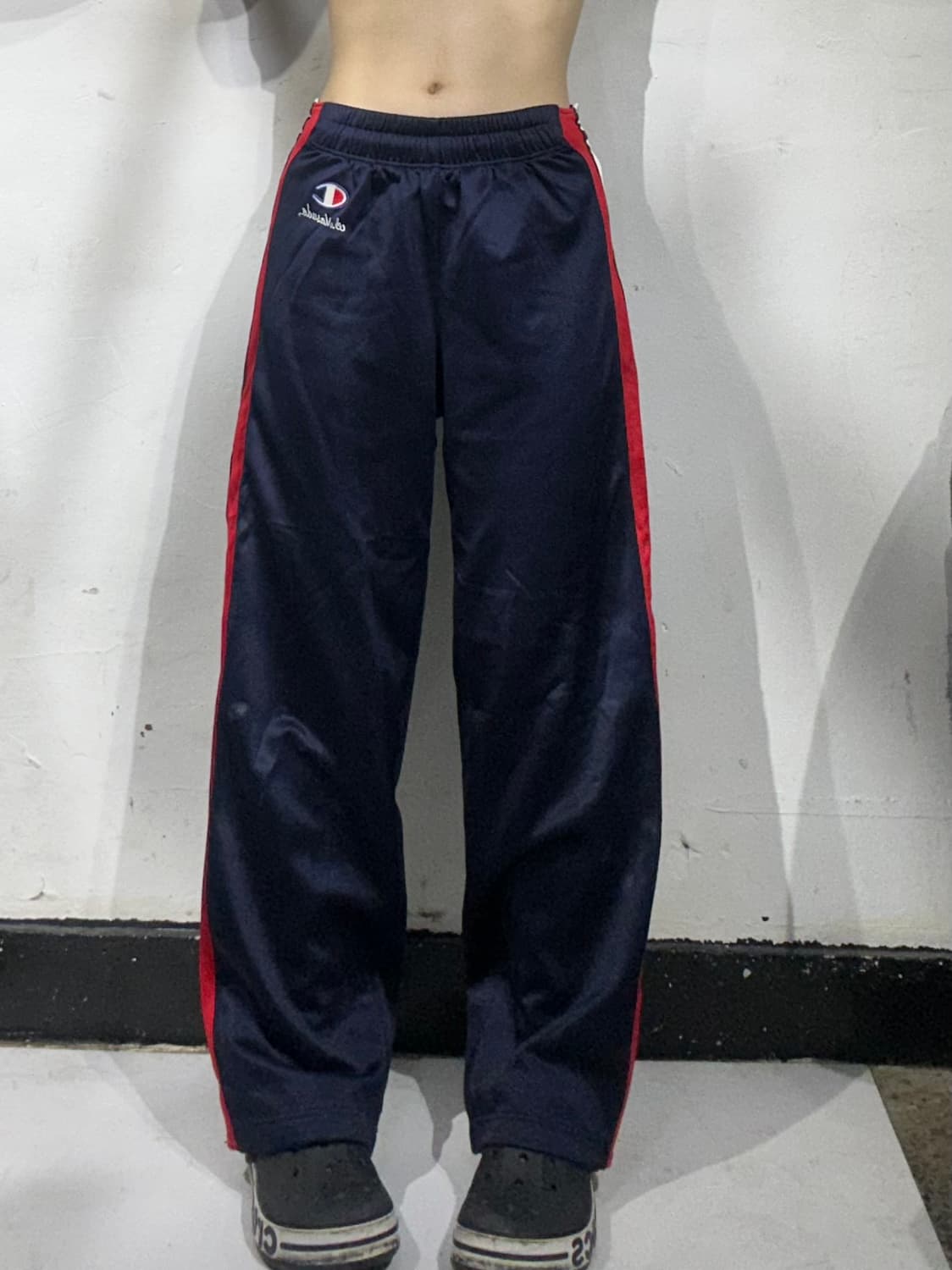 챔피온 네이비 와이드 레드 화이트 사이드 라인 팬츠 S 상품이미지2