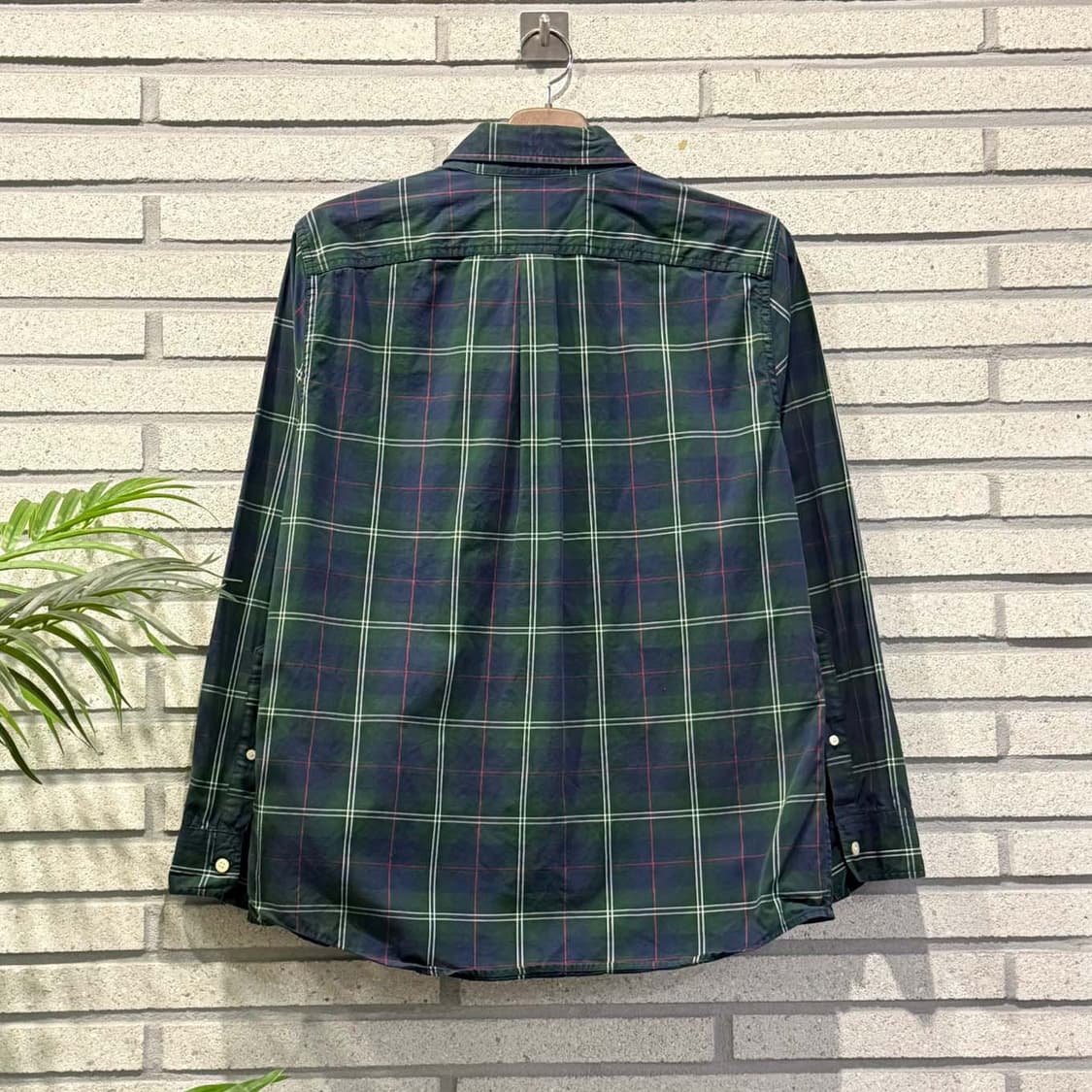 아베크롬비 체크 셔츠 시그니처 자수 로고 원포켓 디테일 그린 상품이미지2