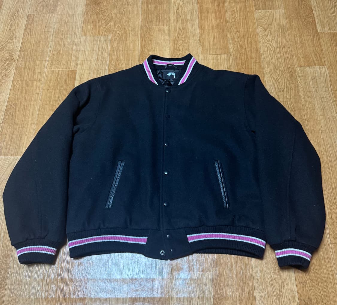 스투시 S 토크 멜튼 바시티 자켓 블랙 상품이미지2