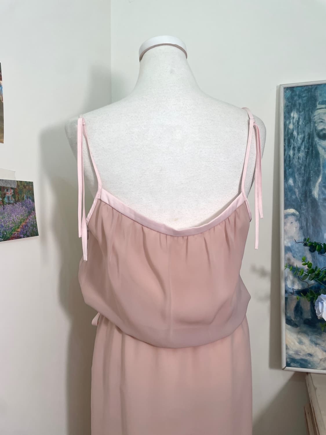 pink bow waist shirring chiffon opc 상품이미지4