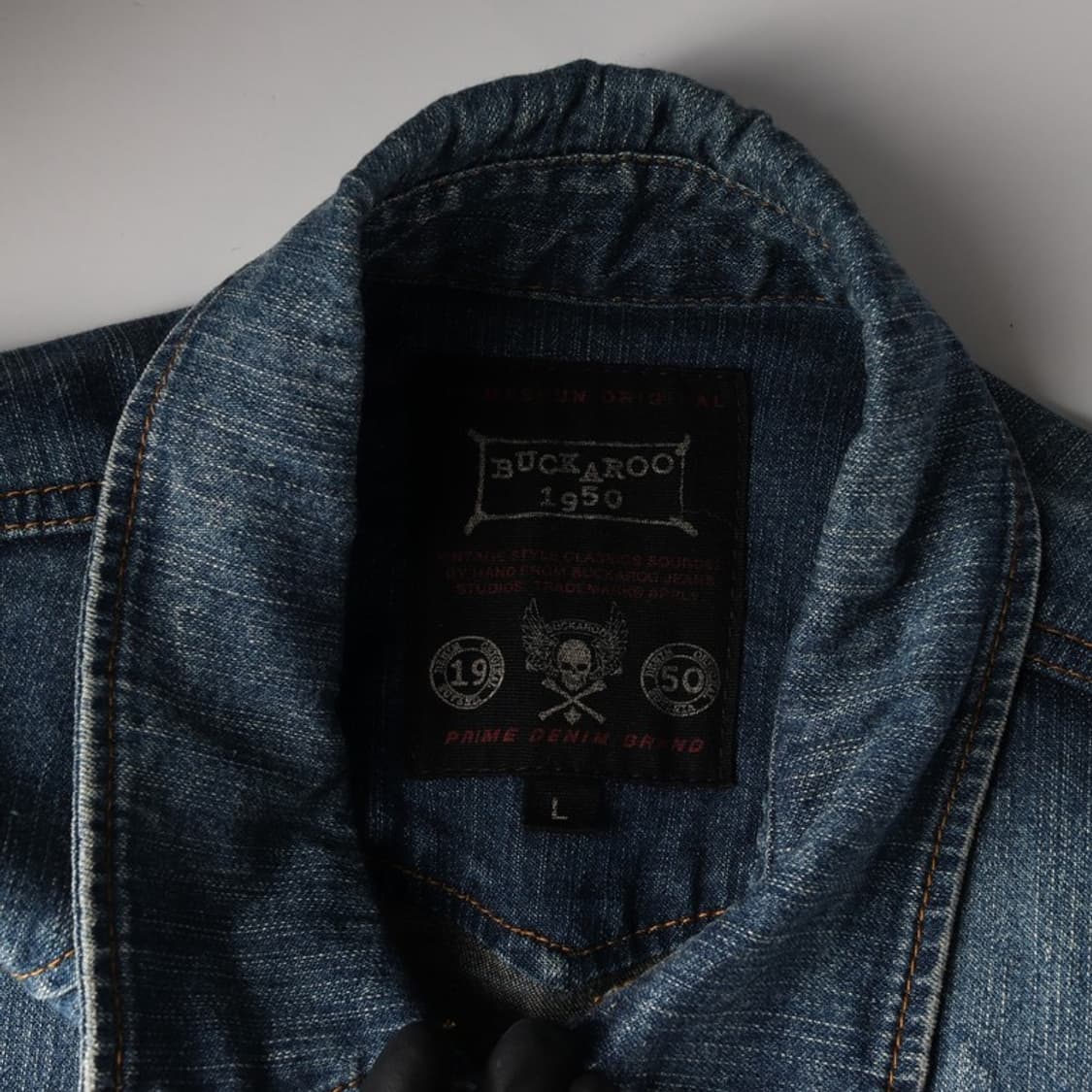 버커루 빈티지 워싱 웨스턴 데님 셔츠 L 상품이미지5