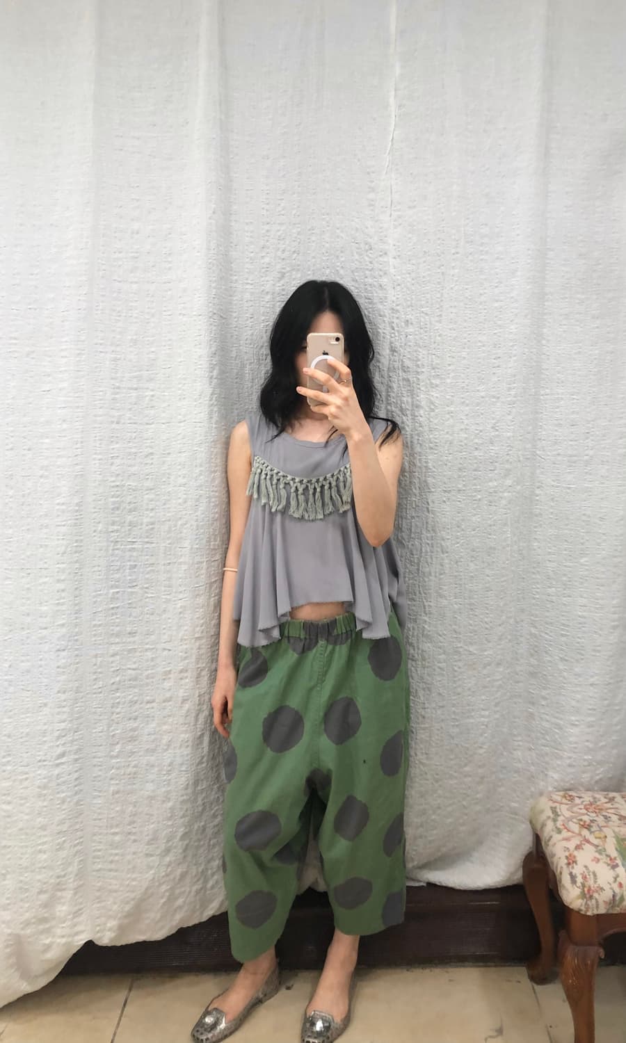 Cloud gray tassel sleeveless 상품이미지3