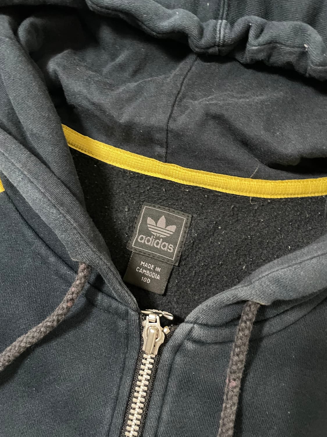 빈티지9. 아디다스 파이어버드 후드집업 후드 티셔츠 스웻 네이비 옐로우 상품이미지3