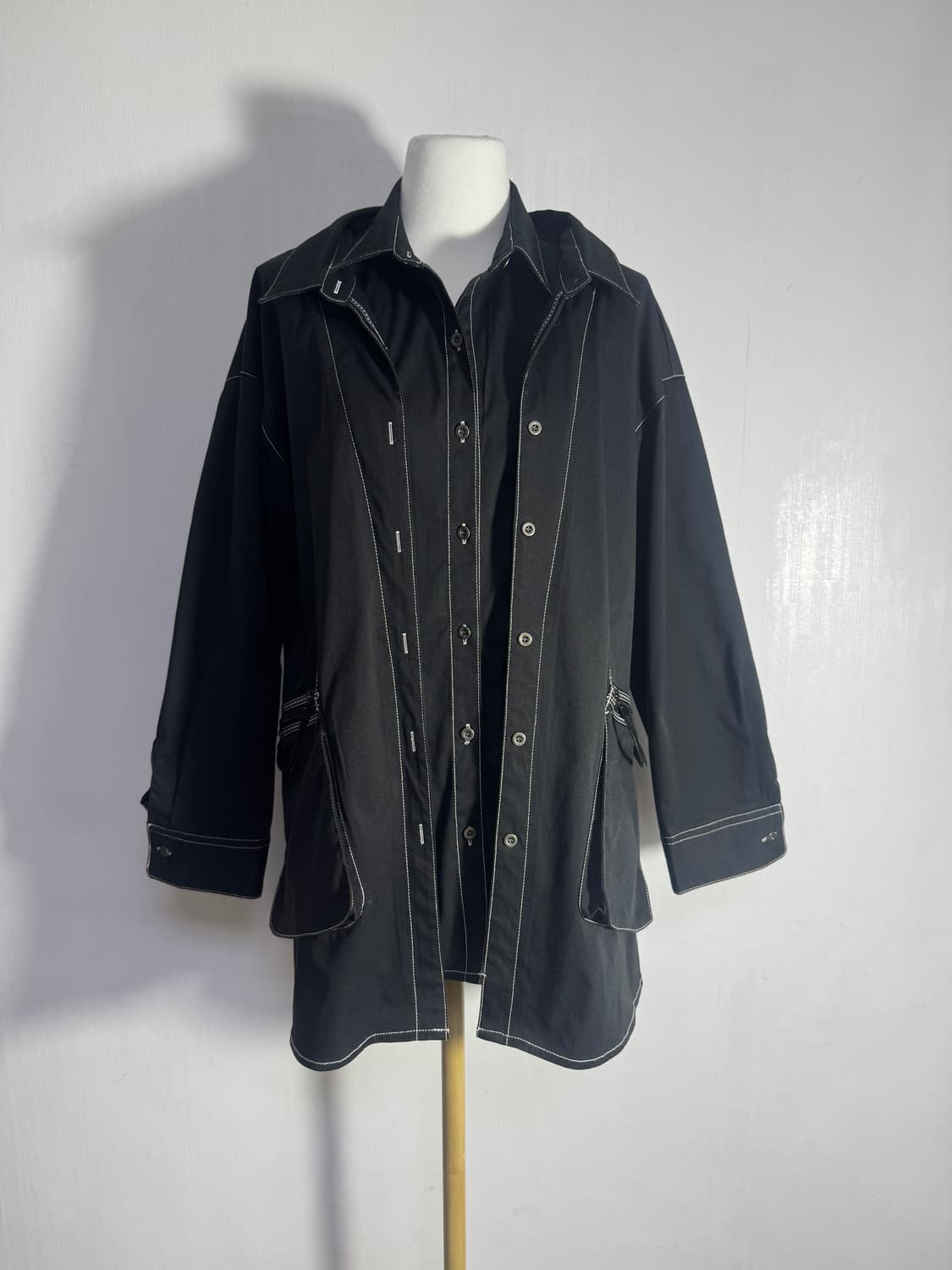 Kyoko huga 이중 버튼 셔츠형 롱 자켓 아방가르드 상품이미지3