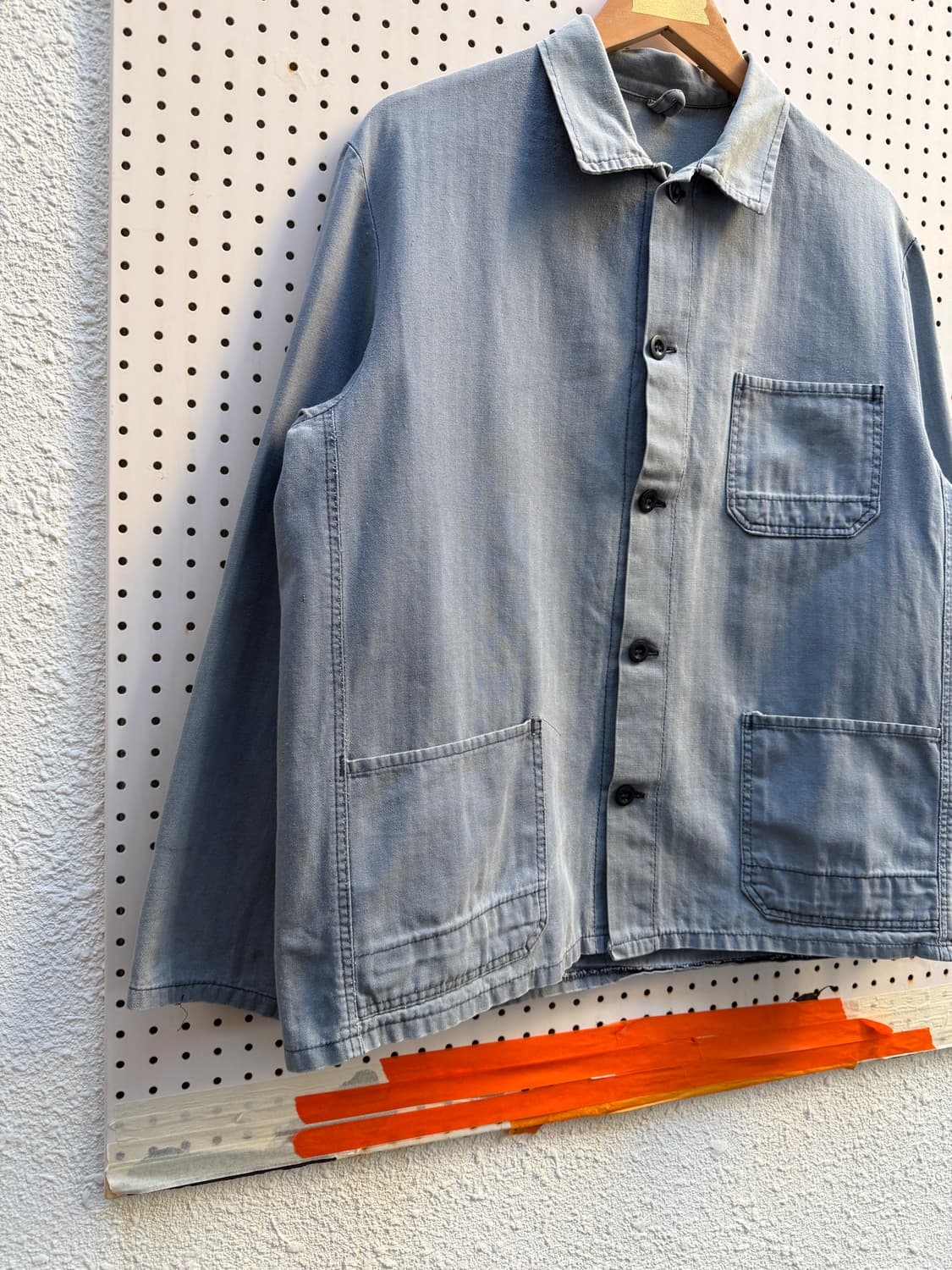 FADED WASHED BLUE OLD HBT 헤링본트윌 프렌치워크자켓 상품이미지6