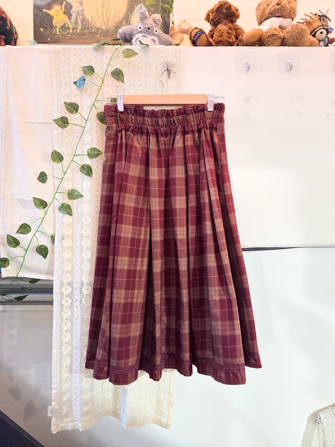 axes femme 버건디 체크 스커트 상품이미지4