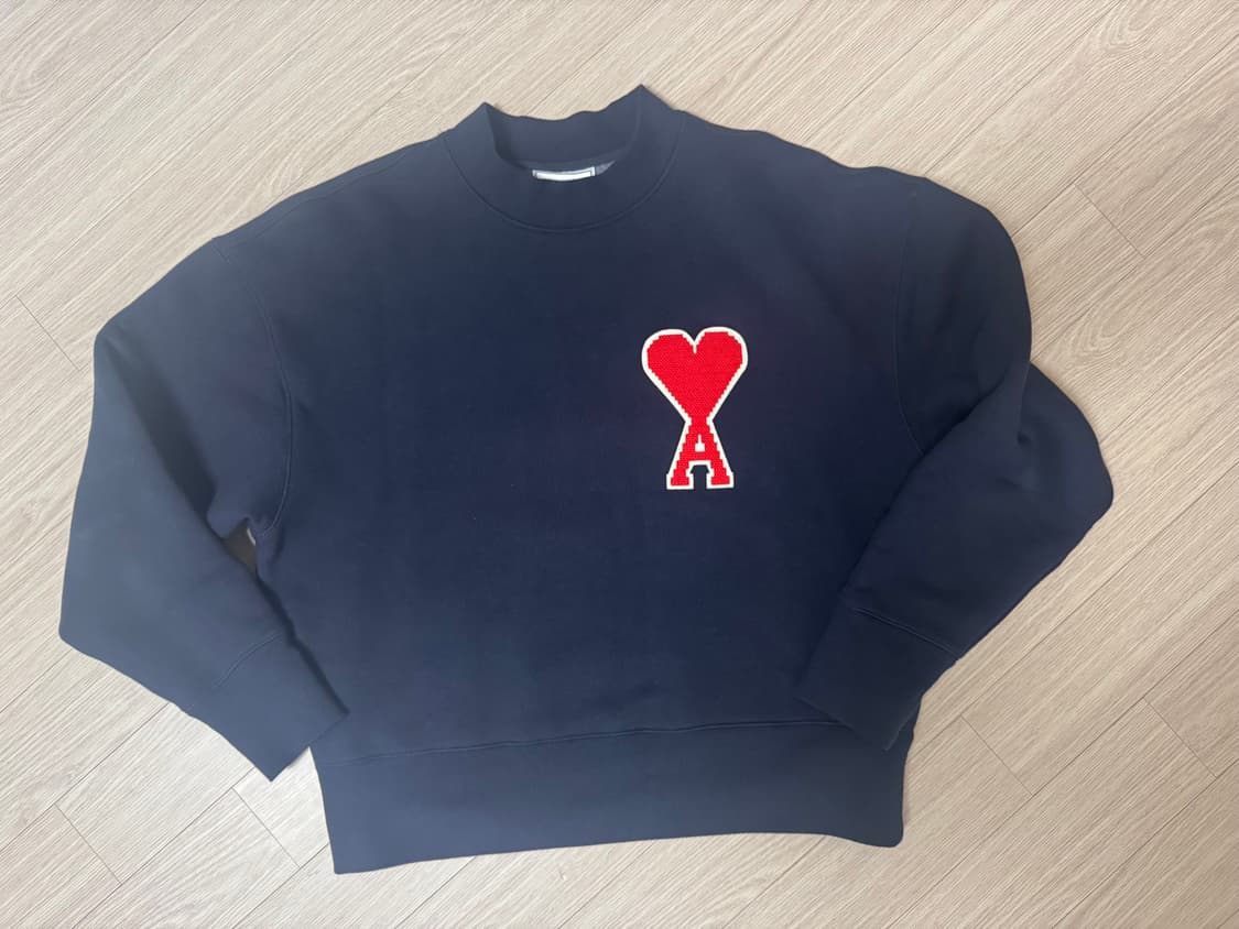 아미 빅로고 안감기모 맨투맨 네이비 M사이즈(100) 상품이미지2