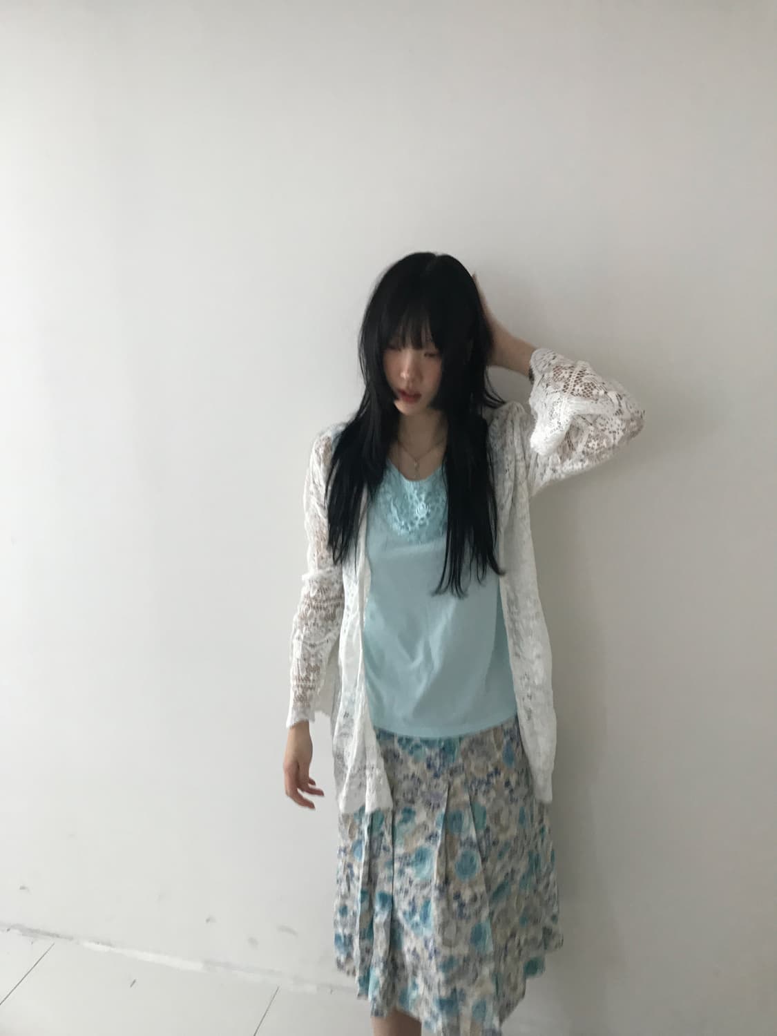 Lace Embroidery Sleeveless Top(Mint) 상품이미지4