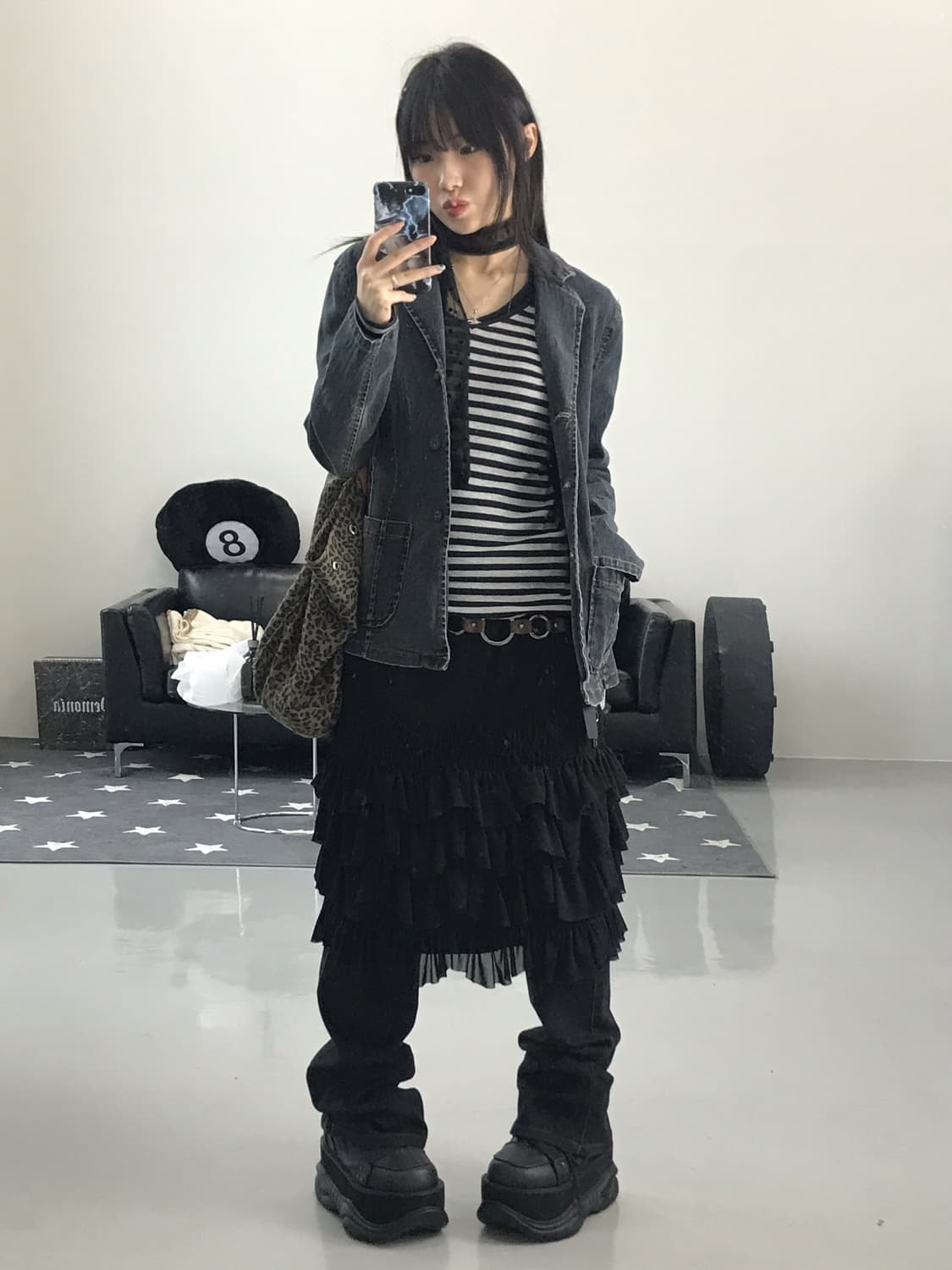 Jpn Black Frill Midi Skirts 상품이미지3