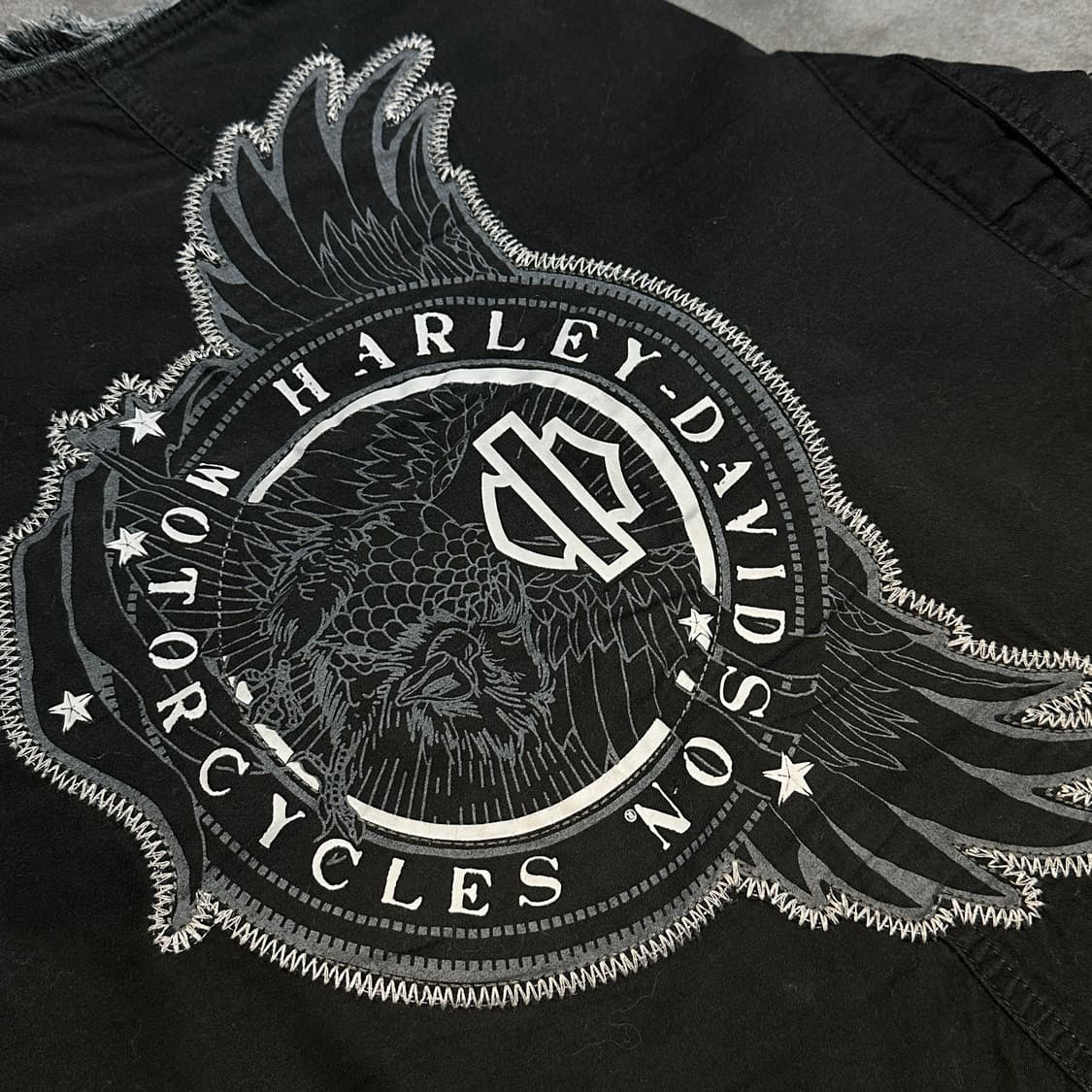 [HARLEY-DAVIDSON] 빈티지 할리 블랙 윙 코튼 조끼 상품이미지2