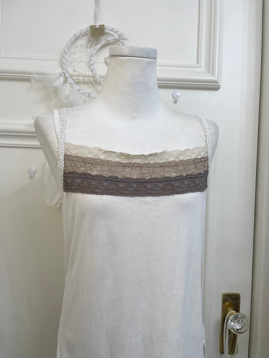 white brown lace layered sleeveless top 상품이미지5