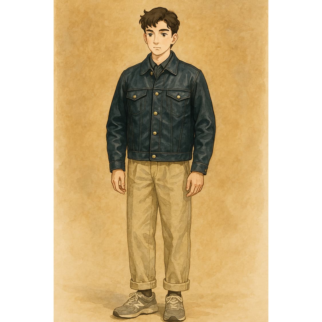 [100] 00s 로렌 랄프로렌 램스킨 레더 트러커 자켓 네이비  상품이미지10