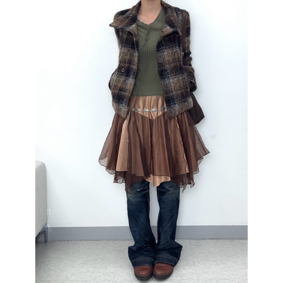 빈티지 하프 코트 하이넥 울 자켓 상품이미지4