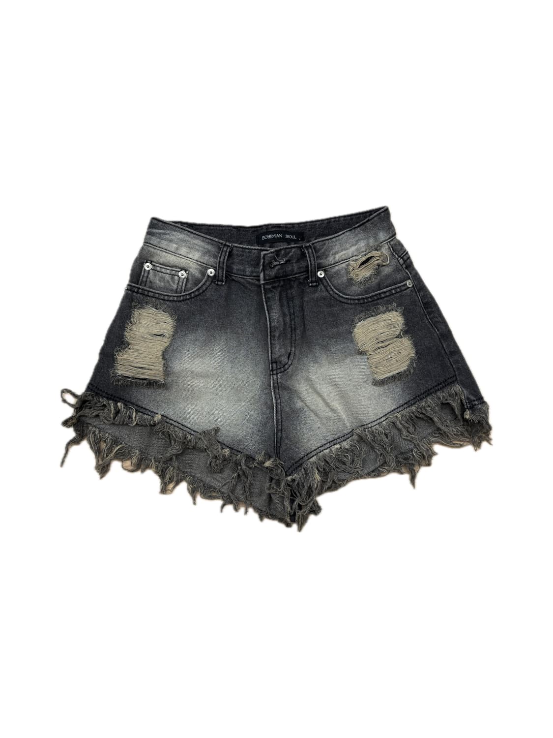보헤미안서울 데미지 워싱 쇼츠 그레이 L  상품이미지1