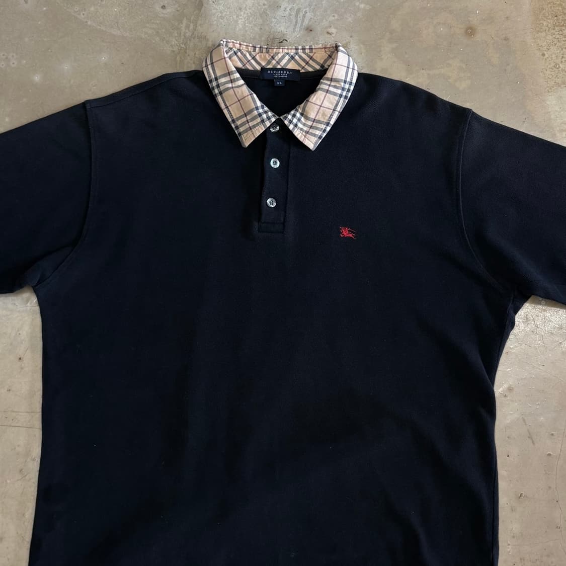 XL 버버리 여성용 노바체크 카라 블랙 반팔 티셔츠 상품이미지1