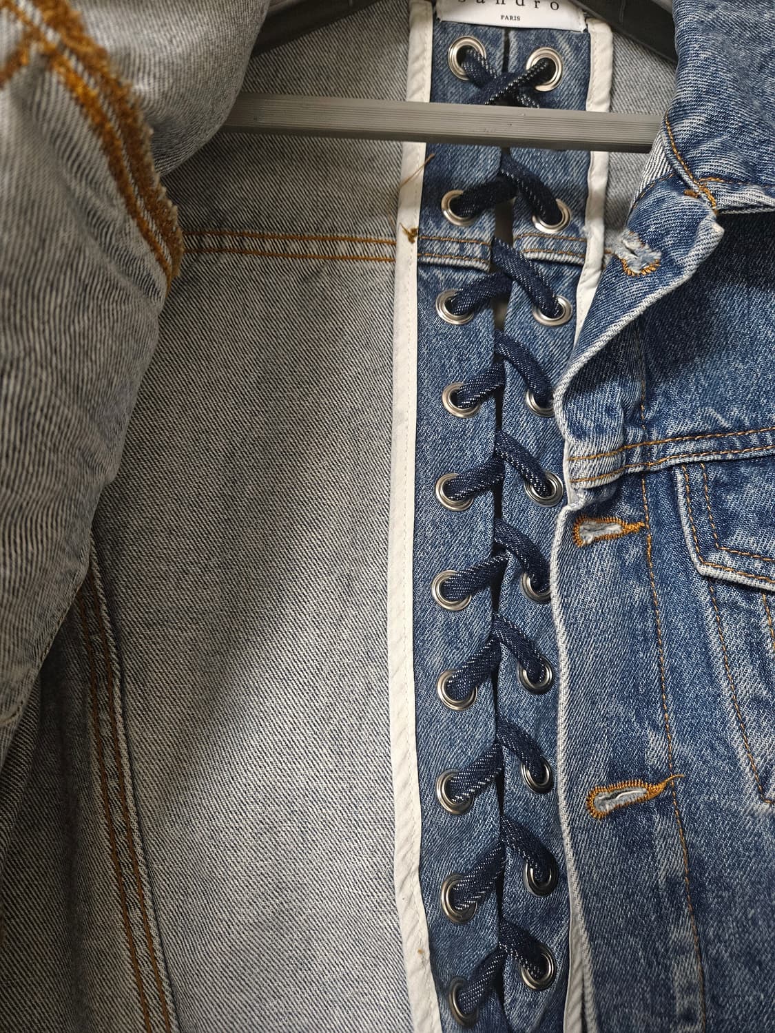 산드로 레이스업 크롭 데님 자켓 상품이미지7