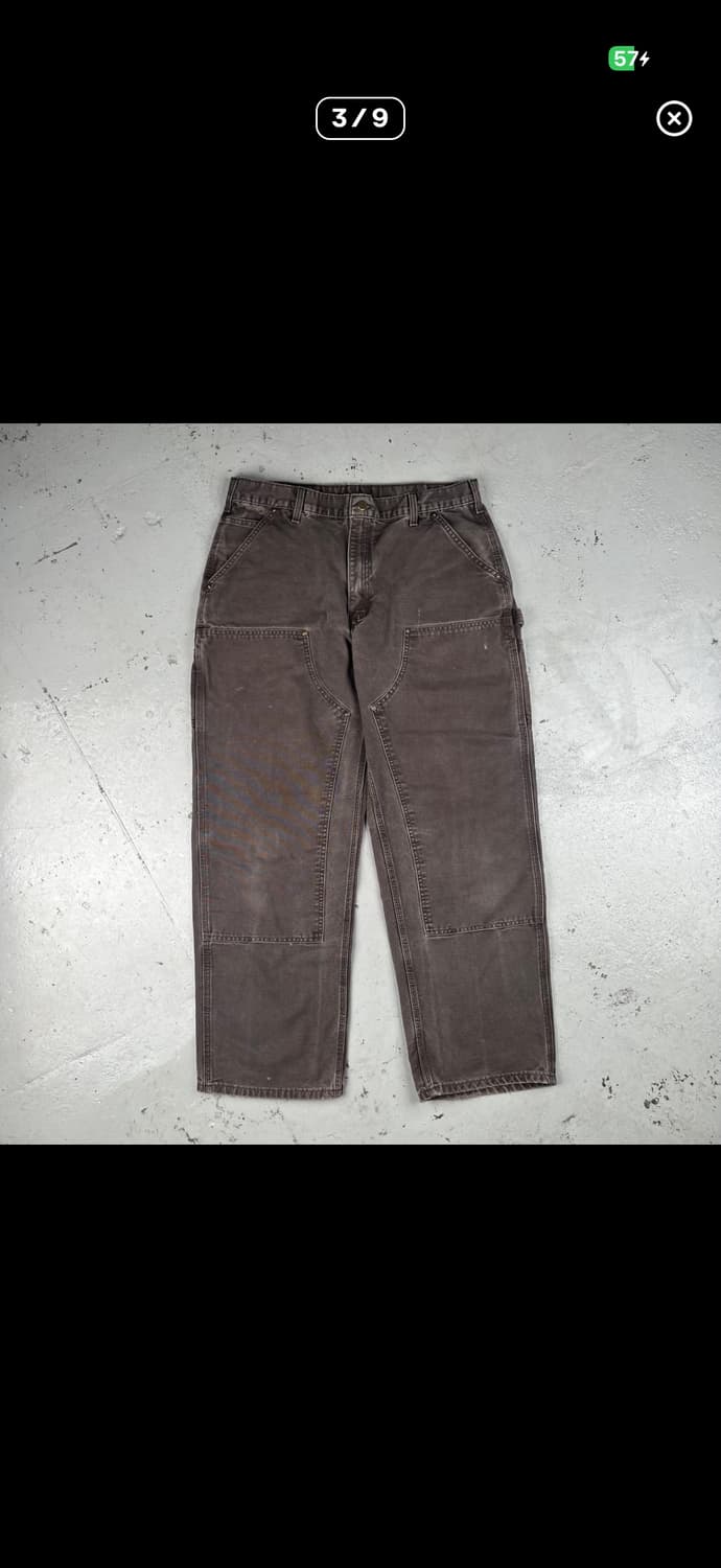 빈티지 칼하트 더블니 다크브라운 워크팬츠 B136 DKB 상품이미지3