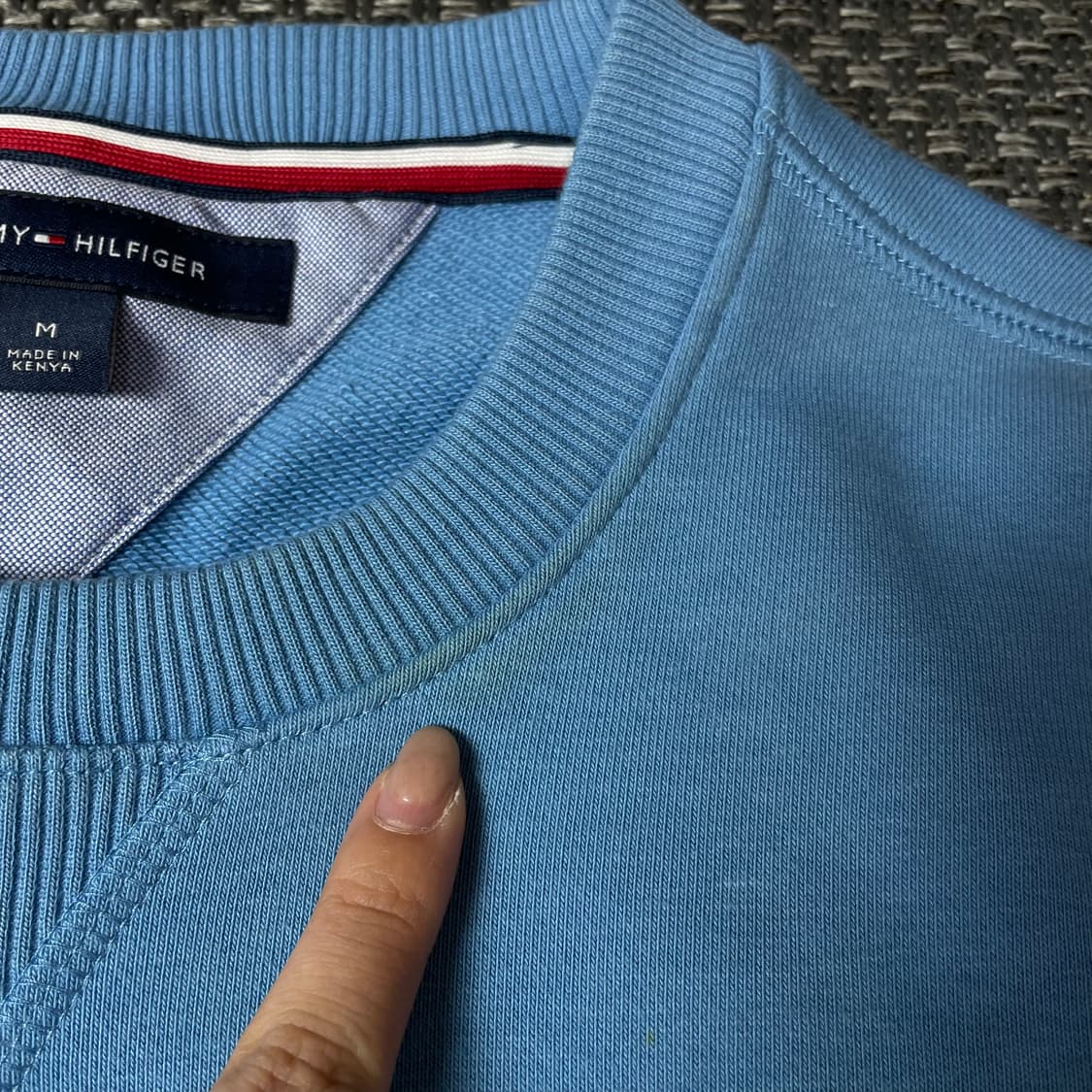 타미힐피거 블루 미니로고 라운드넥 맨투맨 티셔츠 M 상품이미지5